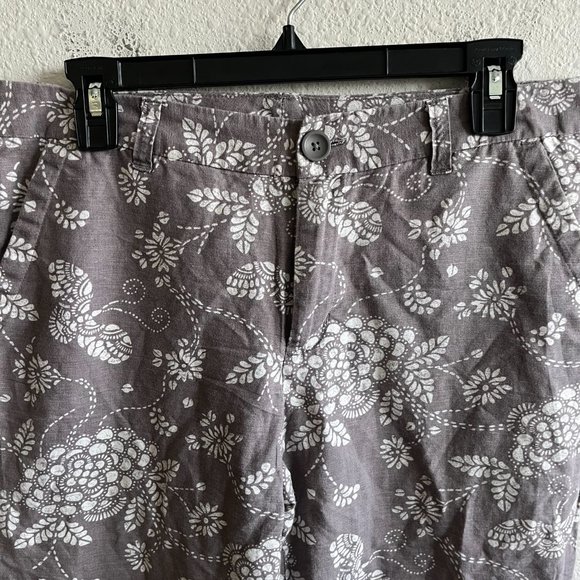 Columbia Women's Taupe Floral Print Cropped Linen Pants Size 8 Style AL8518 - Picture 4 of 10